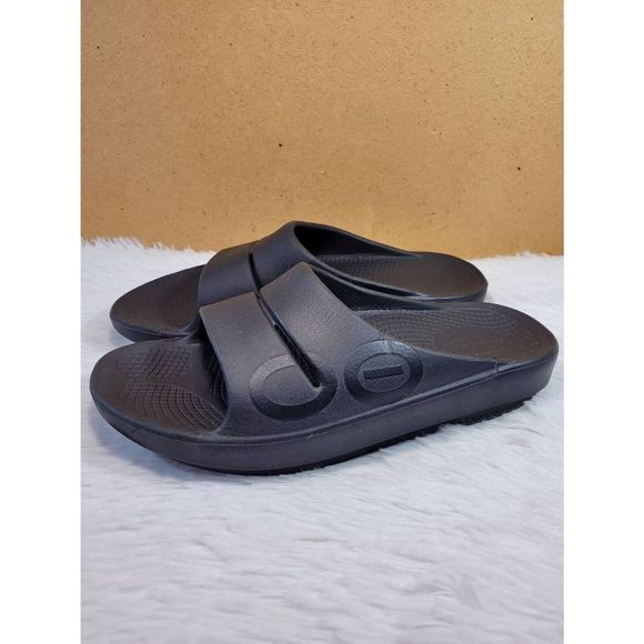 Oofos Unisex OOahh Sport Slide Sandal- Black Matte- Size 39 EU/ 8W/ 6M - Picture 1 of 6